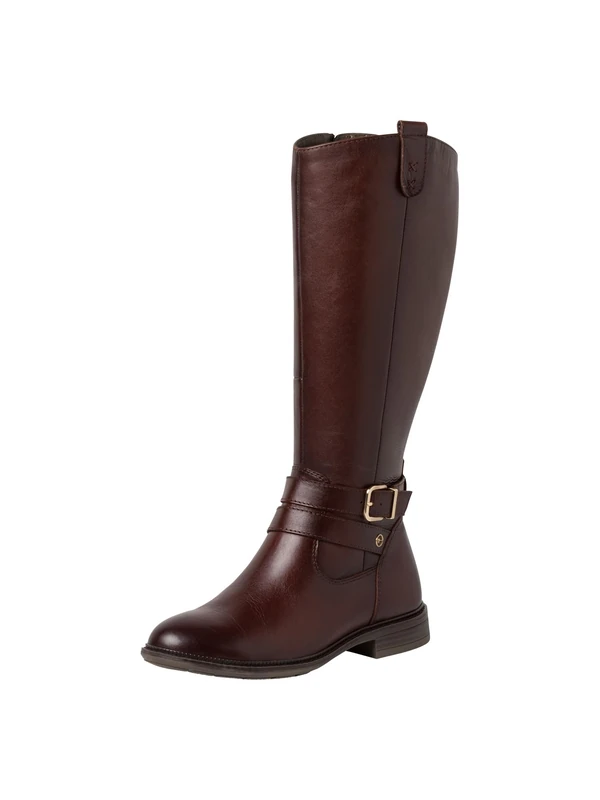 Tamaris Comfort Women’s Tall Boots Flat Leather Elegant Comfort Fit , Cognac, 7,5 UK