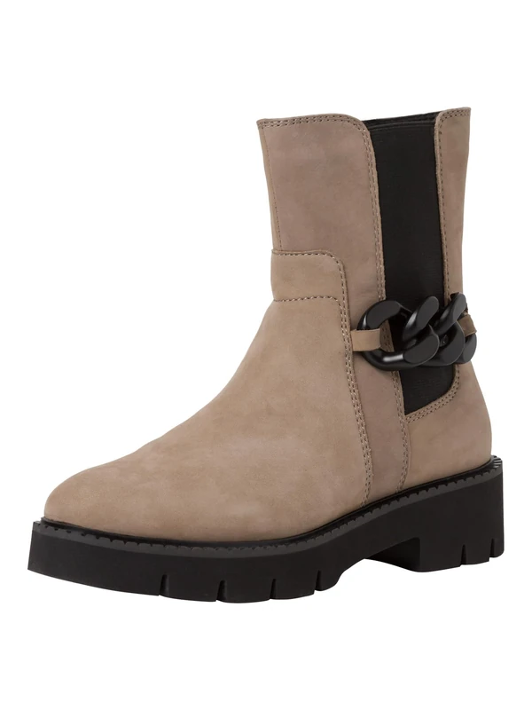 Tamaris Comfort Women’s Chelsea Boots Leather with Zip Comfort Fit , Taupe, 7,5 UK
