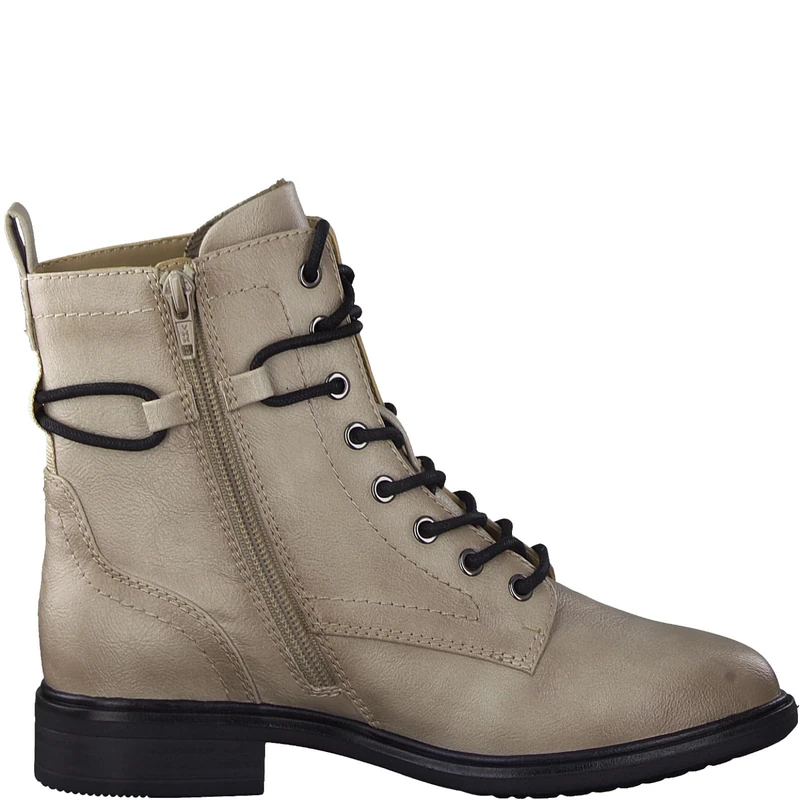 Jana Women’s Lace-Up Ankle Boots Flat with Laces and Zip Wide H Extra Width, Stone, 4 UK