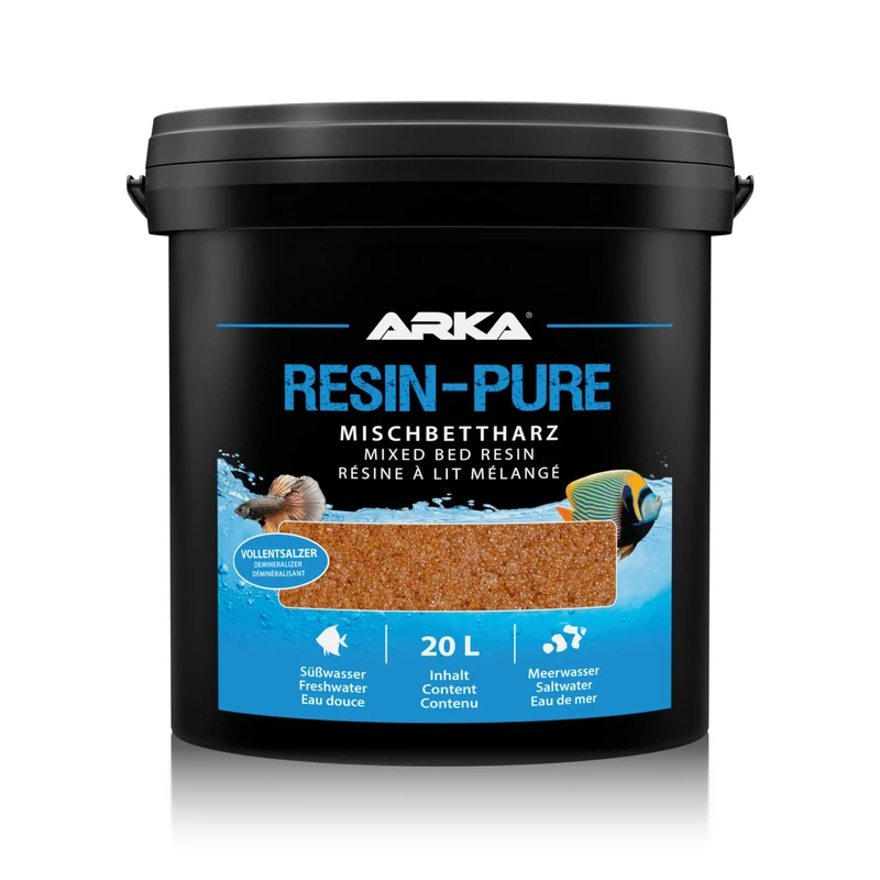Mixed bed resin aquarium – ARKA Resin-Pure 20 l – DI resin for RO systems – removes 100% TDS, silicate, nitrate & phosphate – ultra-pure water for reef & freshwater tanks – ion exchange media
