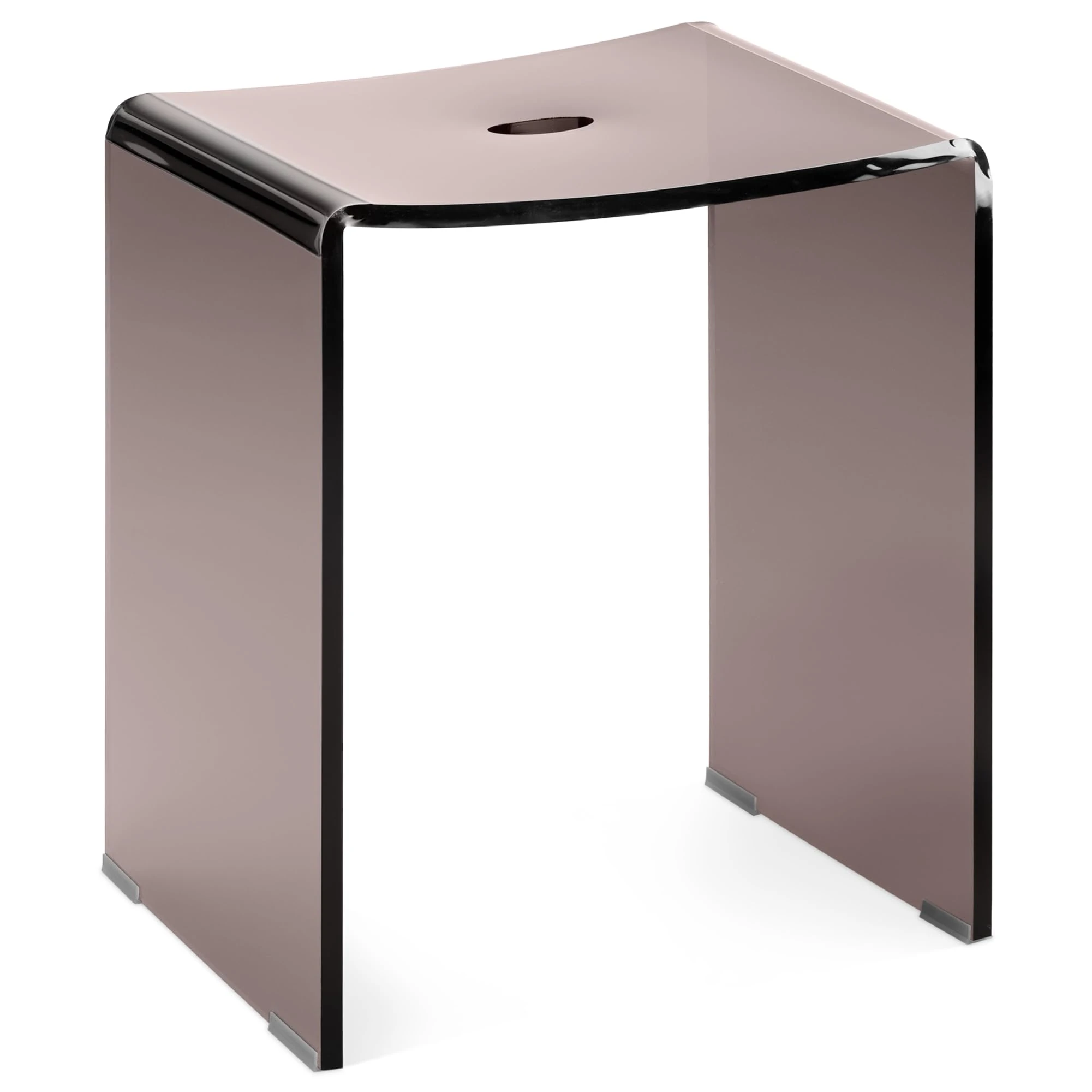 Navaris Grey Acrylic Shower Stool - Waterproof Transparent Chair for Bathroom Kitchen Bedroom - Backless See-Through Modern Seat for Wet or Dry Use