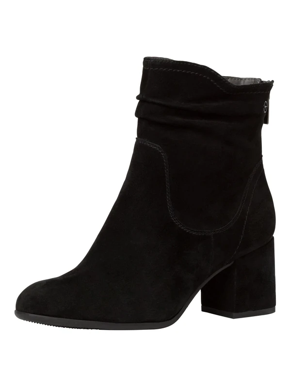 Tamaris Comfort Women’s Ankle Boots with Heel Suede Block Heel Comfort Fit , Black, 3,5 UK