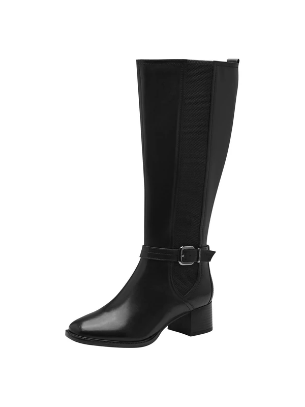 Tamaris Comfort Women’s Tall Boots Flat Leather Elegant Comfort Fit , Black, 4 UK