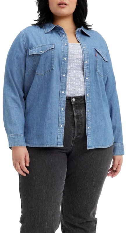 Levi's Women's Plus Size Essential Western Shirt, Going Steady 5, 3XL