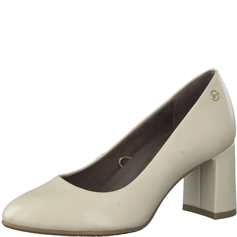 Tamaris Comfort Women’s Leather Pumps Pointed Comfort Fit , Ivory, 6,5 UK