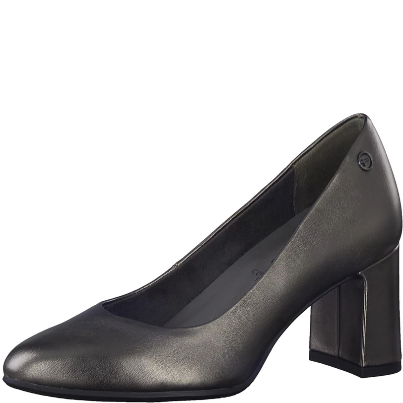 Tamaris Comfort Women’s Leather Pumps Pointed Comfort Fit , Pewter, 4 UK