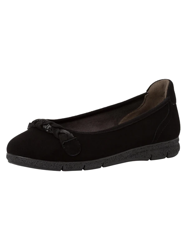 Tamaris Comfort Women’s Leather Ballerinas Classic Comfort Fit , Black, 6,5 UK