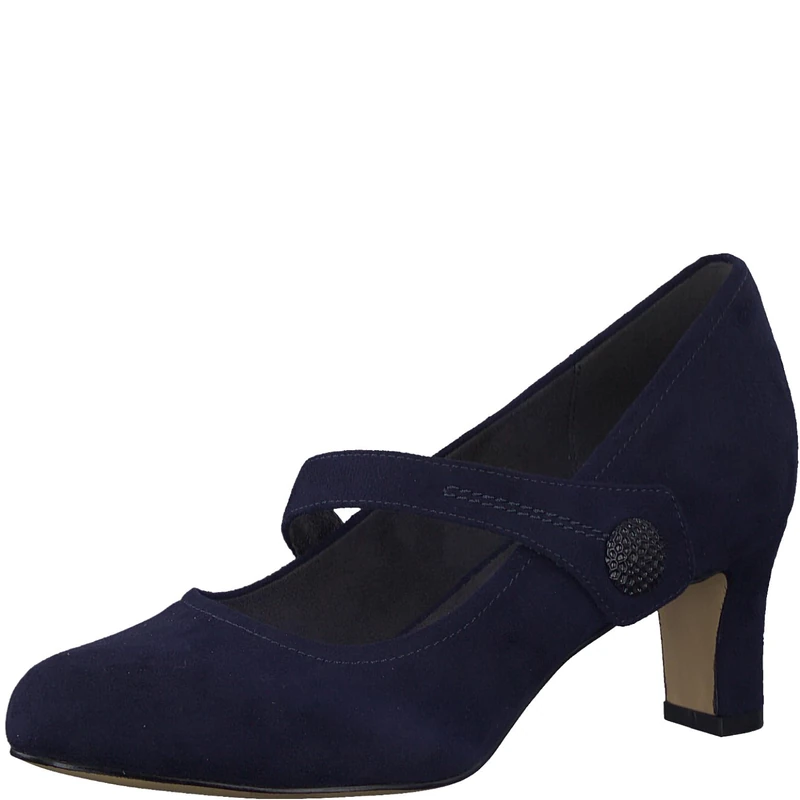 Jana Women’s Pumps with Strap with Velcro Vegan, Navy, 6,5 UK