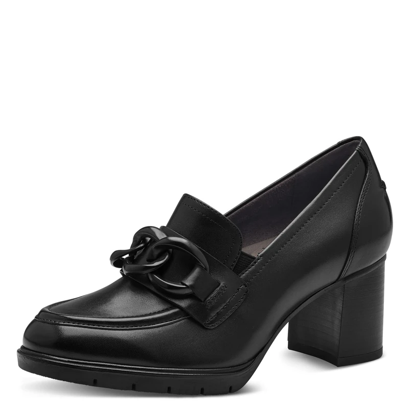 Tamaris Comfort Women’s Loafers Leather with Block Heel , Black Nappa, 6,5 UK