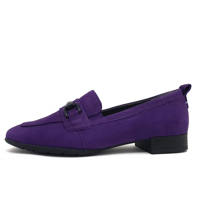 Tamaris Comfort Women’s Loafers Flat Leather Business Slippers Comfort Fit , Purple Nubuk, 6 UK