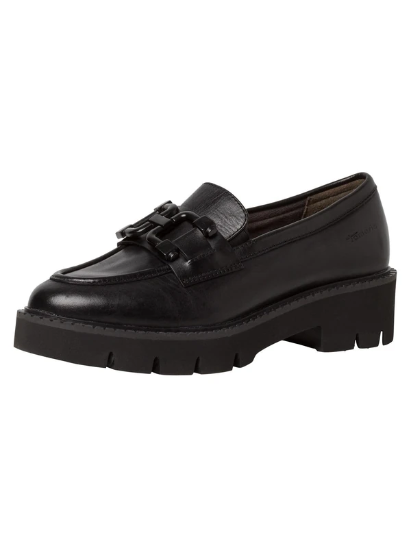 Tamaris Comfort Women’s Loafers Platform Leather Business , Black Nappa, 5 UK - Image 1