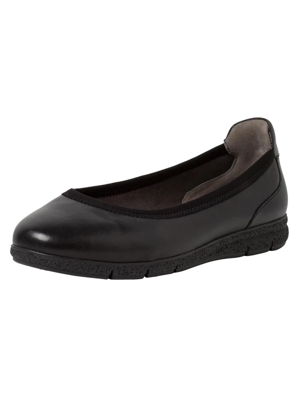 Tamaris Comfort Women’s Leather Ballerinas Classic Comfort Fit , Black, 4 UK