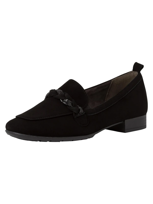 Tamaris Comfort Women’s Loafers Flat Leather Business Slippers Comfort Fit , Black, 5 UK