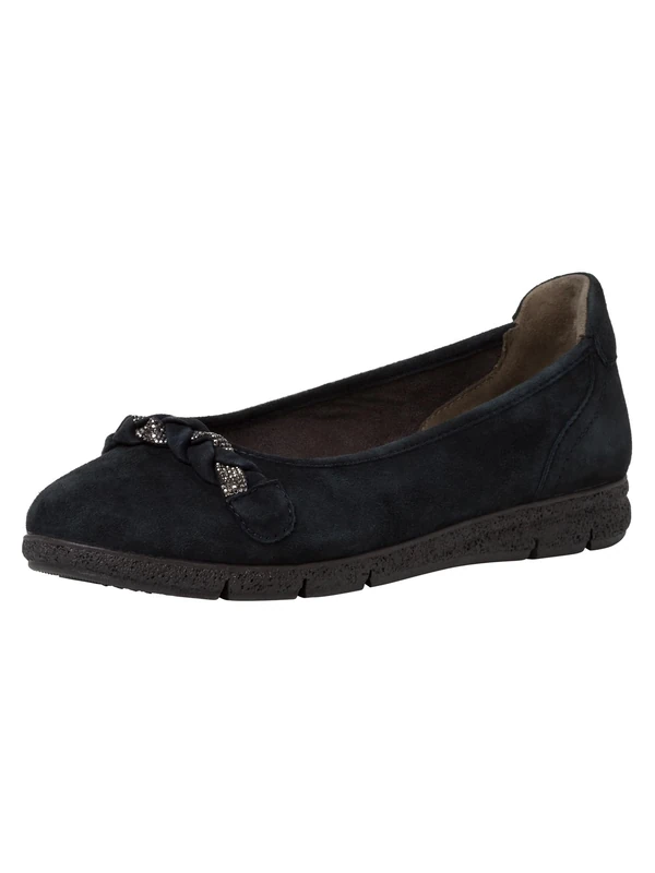 Tamaris Comfort Women’s Leather Ballerinas Classic Comfort Fit , Navy, 6 UK