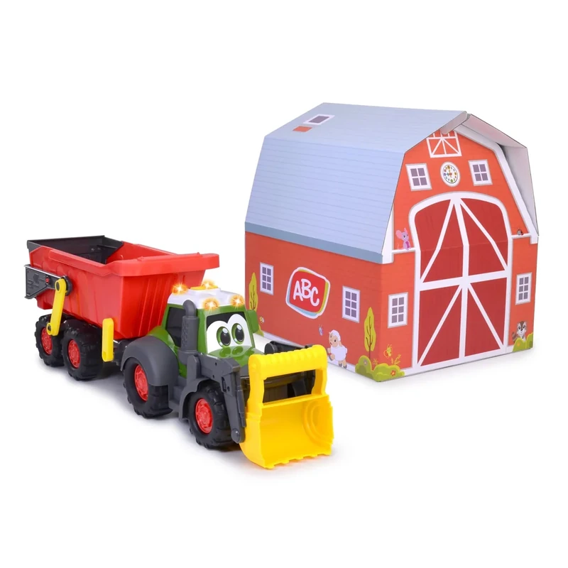 Dickie Toys ABC Tractor - Vehicle for Babies and Toddlers from 1 Year, with Moving Parts, Light and Sound, Removable Trailer, Movable Shovel, Toy to Promotes Motor Skills