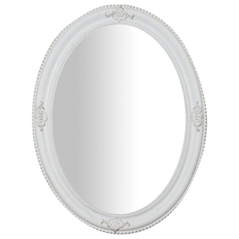 Biscottini bathroom and bedroom wall mirror 66x86x4 cm | Wall entrance mirror with hooks | White mirror - Image 1