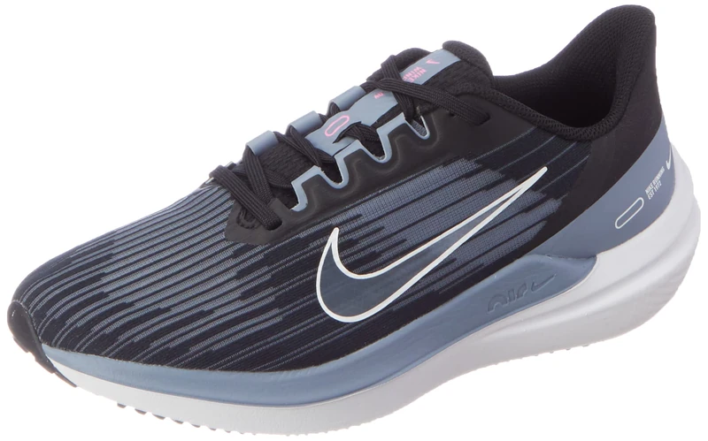 NIKE Men's Air Winflo 9 Sneaker, Black/White-Ashen Slate-Pink Spell, 9.5 UK