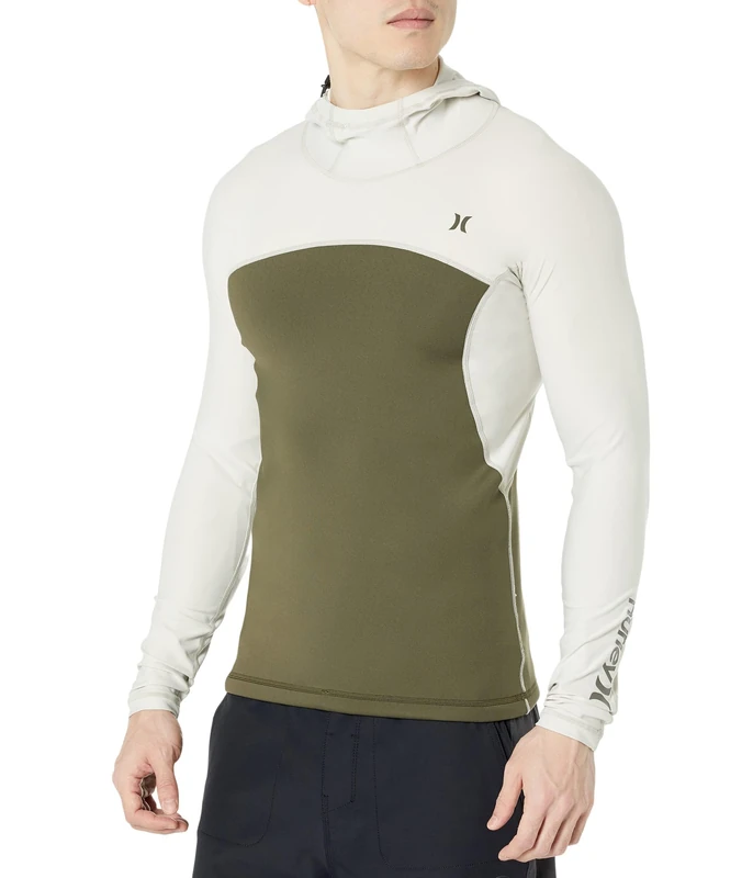 Hurley Men's Coast Guard Hooded Surf Top T-Shirt, Cargo, S