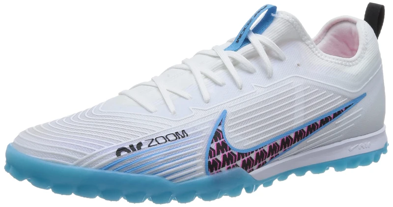 NIKE Men's Mercurial Zoom Vapor 15 Pro TF Sneaker, White/Baltic Blue-Pink Blast, 8 UK
