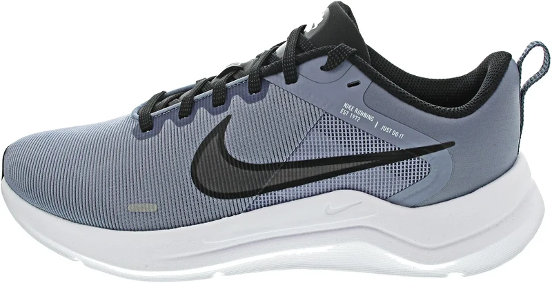 NIKE Men's Downshifter 12 Sneaker, Ashen Slate/Black-Cobalt Bliss-White, 10 UK