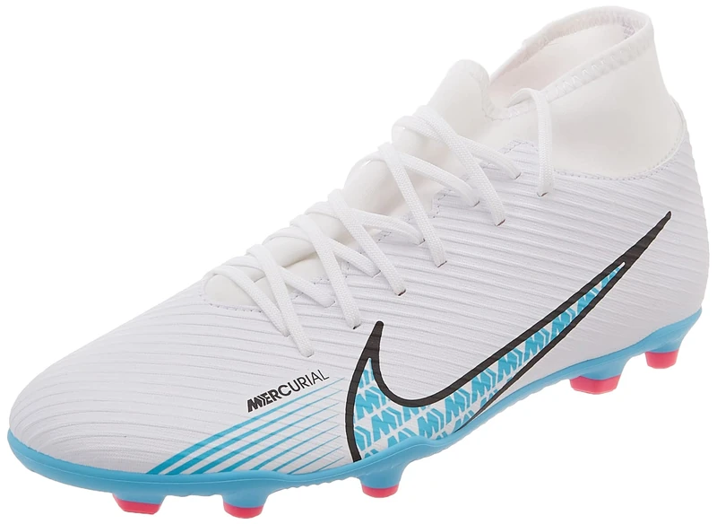 NIKE Men's Mercurial Superfly 9 Club FG/MG Sneaker, White/Baltic Blue-Pink Blast, 8 UK - Image 1