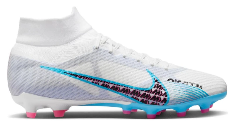 NIKE Men's Zoom Mercurial Superfly 9 Ag-pro Sneaker, White Baltic Blue Pink Blast Indigo Haze, 6.5 UK