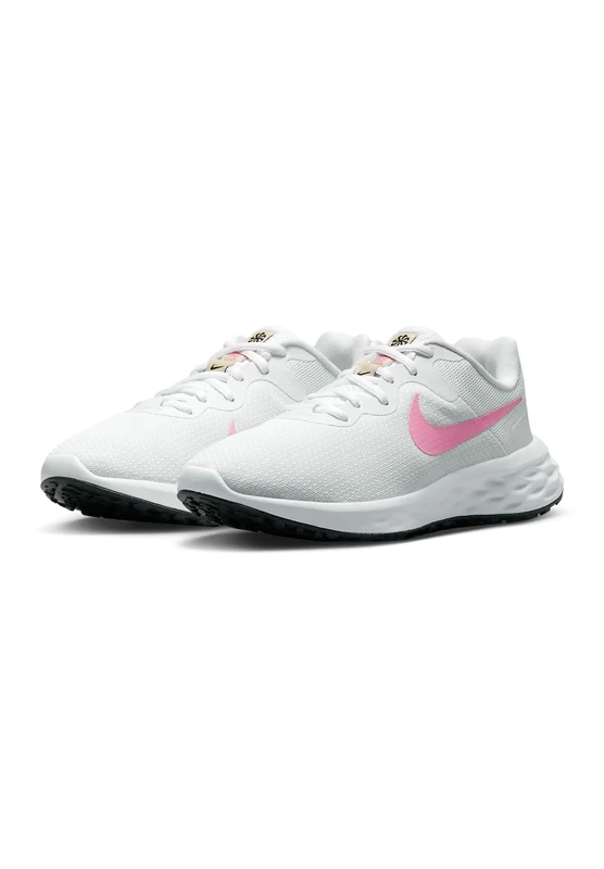 NIKE Women's Revolution 6 Next Nature Sneaker, White/Pink Spell-Fossil Stone-Black, 5.5 UK