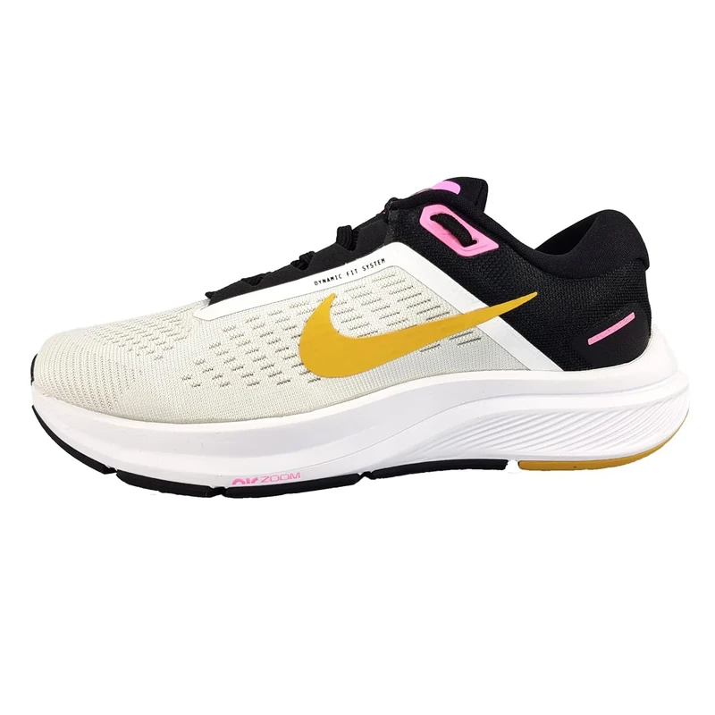 NIKE Women's Air Zoom Structure 24 Sneaker, White/Wheat Gold-Black-Pink Spell, 4 UK