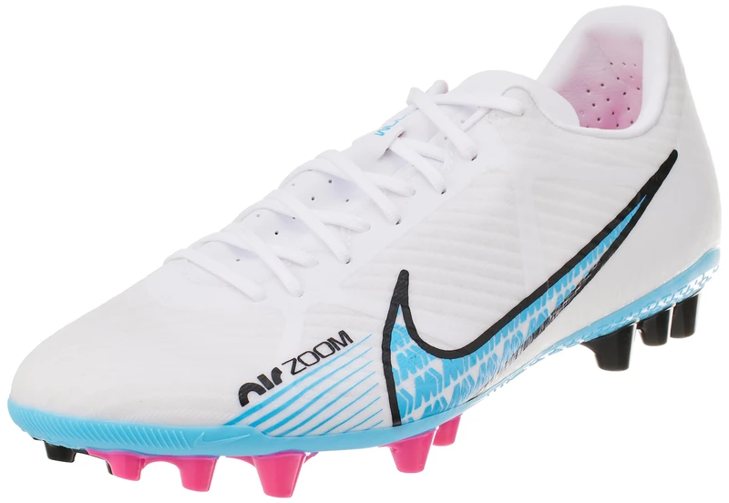 NIKE Men's Zoom Vapor 15 Academy Ag Sneaker, White Baltic Blue Pink Blast, 10.5 UK