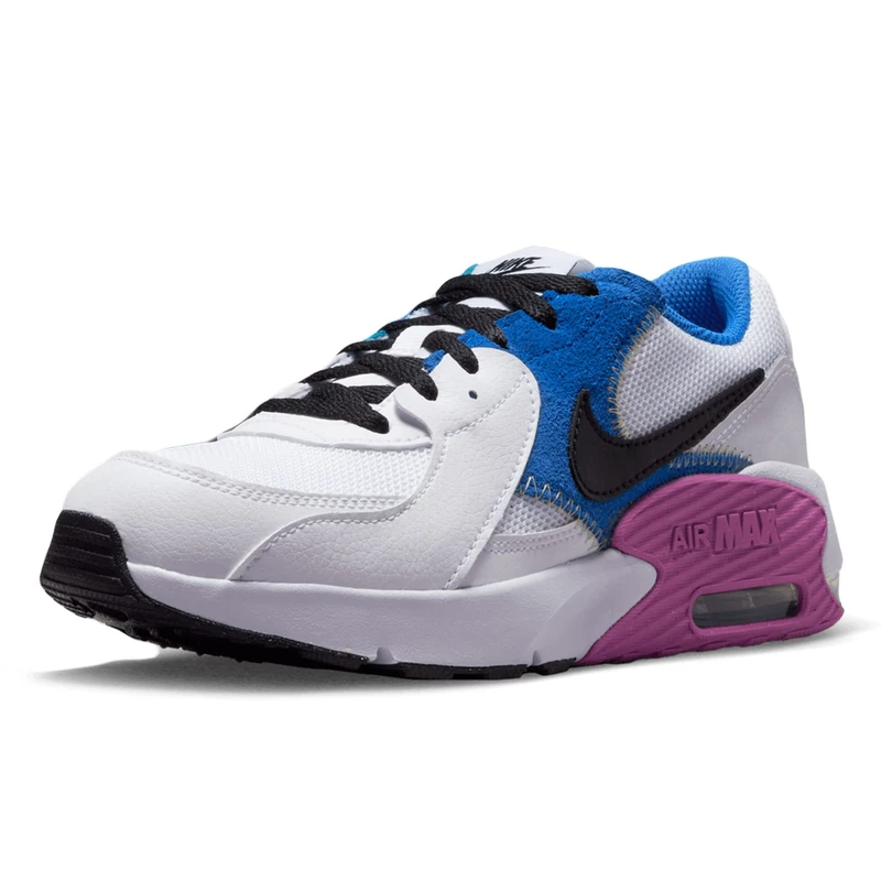 NIKE Air Max Excee Sneaker, White/Black-Hyper Royal-Active Fuchsia, 3 UK