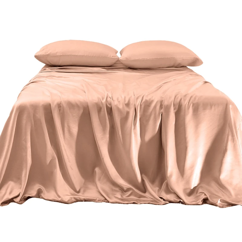 Elegant Comfort Luxurious 4-Piece Silky Satin Sheet Set, Skin and Hair Friendly, Wrinkle, Fade, Stain Resistant with Deep Pockets Fitted Sheet, Cooling Soft Satin Sheet Set, King, Dusty Rose