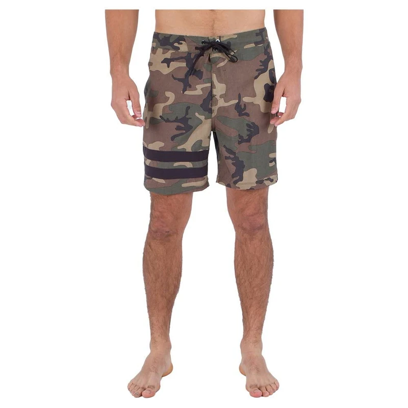 Hurley babylegs Division Men's Block Party 18' Swimsuit, Olive, 38