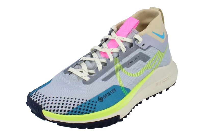 NIKE Women's React Pegasus Trail 4 Gore-TEX Sneaker, Wolf Grey/Volt-Stadium Green-Baltic Blue, 6.5 UK