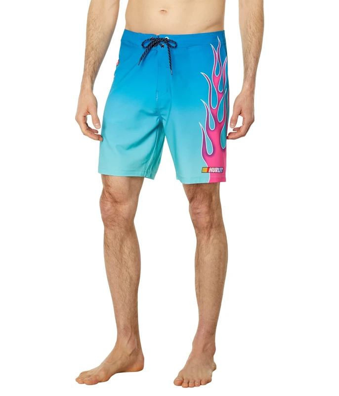 Hurley babylegs Division Men's Phntm-eco Nascar Flames 18' Swimsuit, Arctic Neon, 12 - Image 1