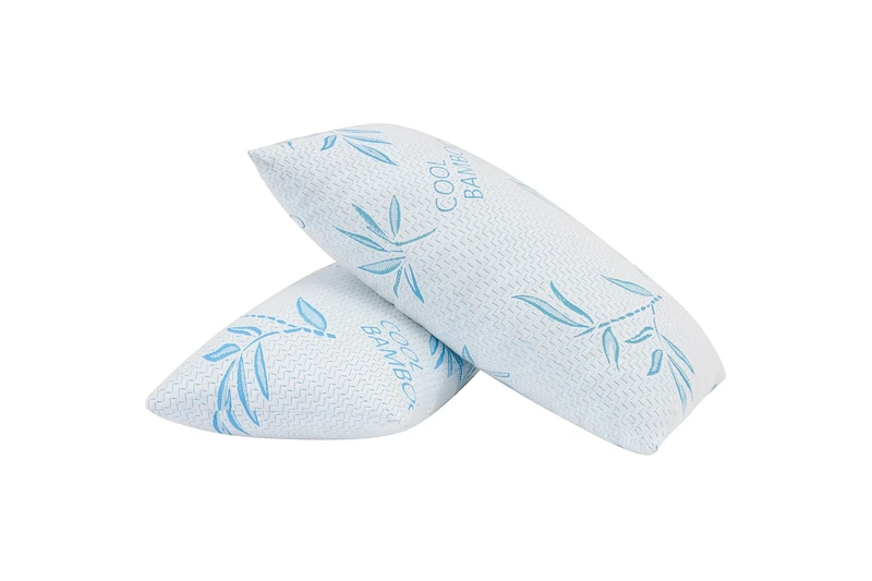 2 Pack Standard Size Rayon Derived from Bamboo Pillow for Sleeping, Cooling Shredded Memory Foam Adjustable Bed Pillow with Hypoallergenic, Removable/Washable Cover