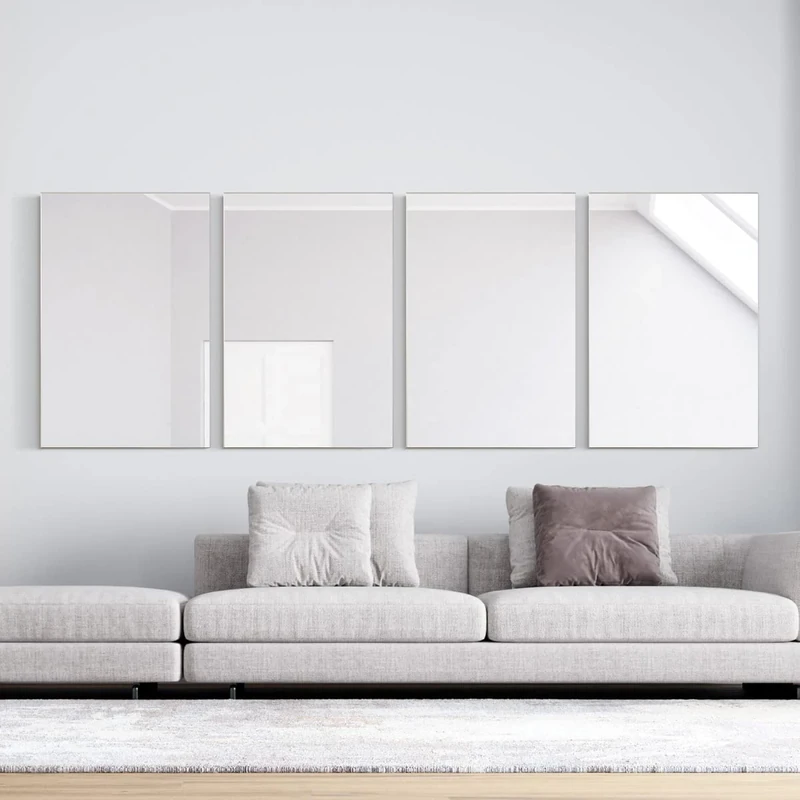 4 x Large Silver Modern Design Wall Mirrors from Our Manhattan Range 92x61.5cm