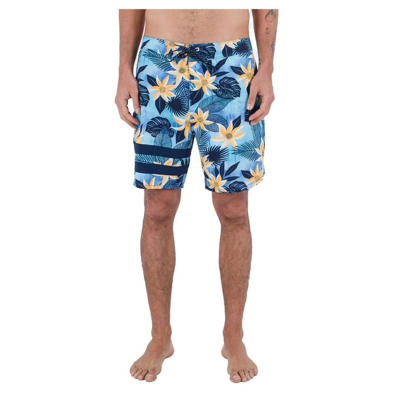 Hurley babylegs Division Men's Phantom-eco Block Party 18' Swimsuit, Sea View, 38