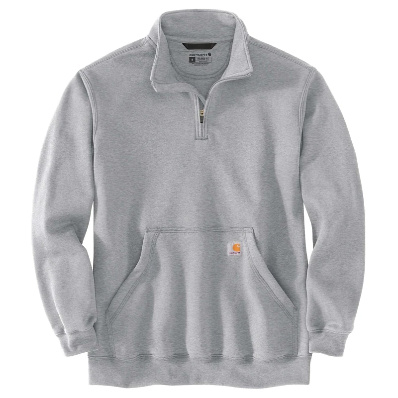 Carhartt Men's Loose Fit Midweight Quarter-Zip Mock-Neck Sweatshirt, Heather Grey, XXL