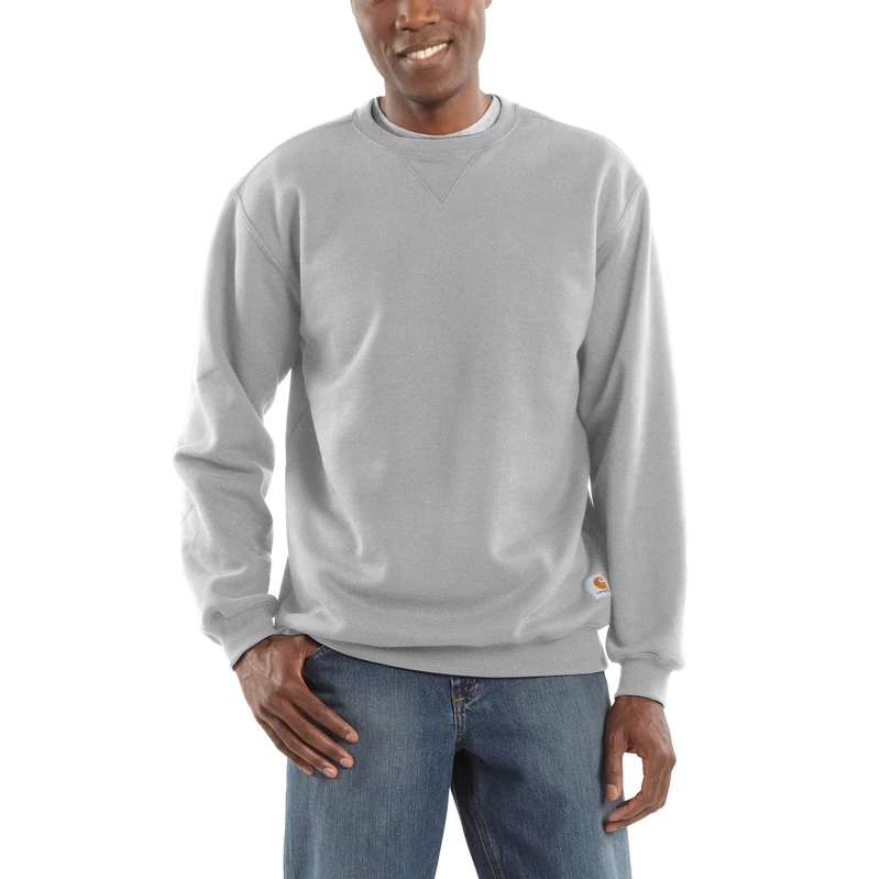Carhartt Men's Loose Fit Midweight Crewneck Sweatshirt, Heather Grey, XS