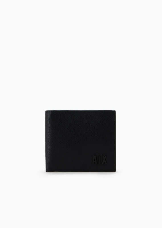 Armani Exchange Tonal Ax Logo Billfold with Coin Pocket Wallet, Men's Bi-Fold Wallet, Black,