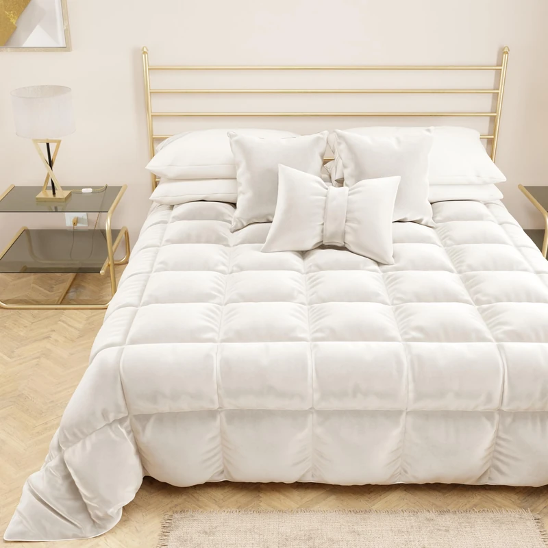 PETTI Artigiani Italiani - Soft and Warm Velvet 350 g/m² Double Sided Double Sided Quilt for Queen Bed: 220 x 260 cm, White, 100% Made in Italy - Image 1