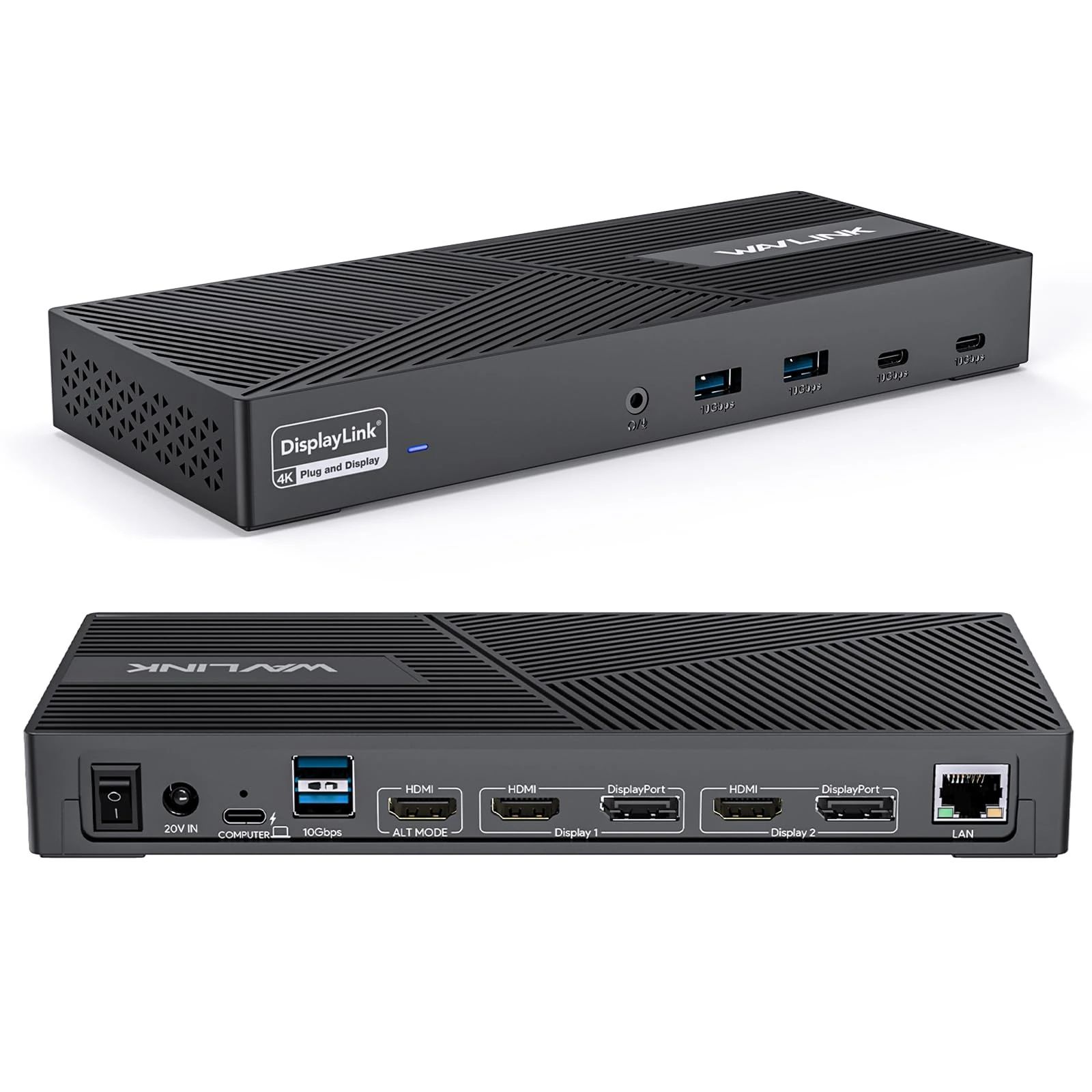 WAVLINK Triple Display Universal Laptop Docking Station With 100W Charging - Compatible With Windows, Mac, Chrome (Thunderbolt 3/4 or USB-C) - 3 HDMI, 2 DP, USB-C, USB, Ethernet, Audio