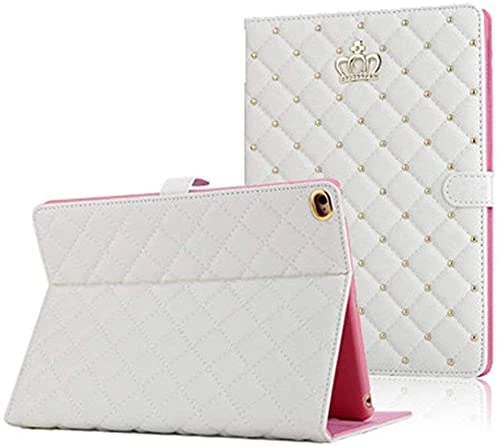 AmazFCCY Case for iPad (A16) 11th Gen 11-inch 2025/10th Gen 10.9-inch 2022, Cute Bling Girly Crown Rhinestones Diamond PU Leather Smart Auto Sleep/Wake Stand Folio Case for Apple iPad 11 10 (White) - Image 1