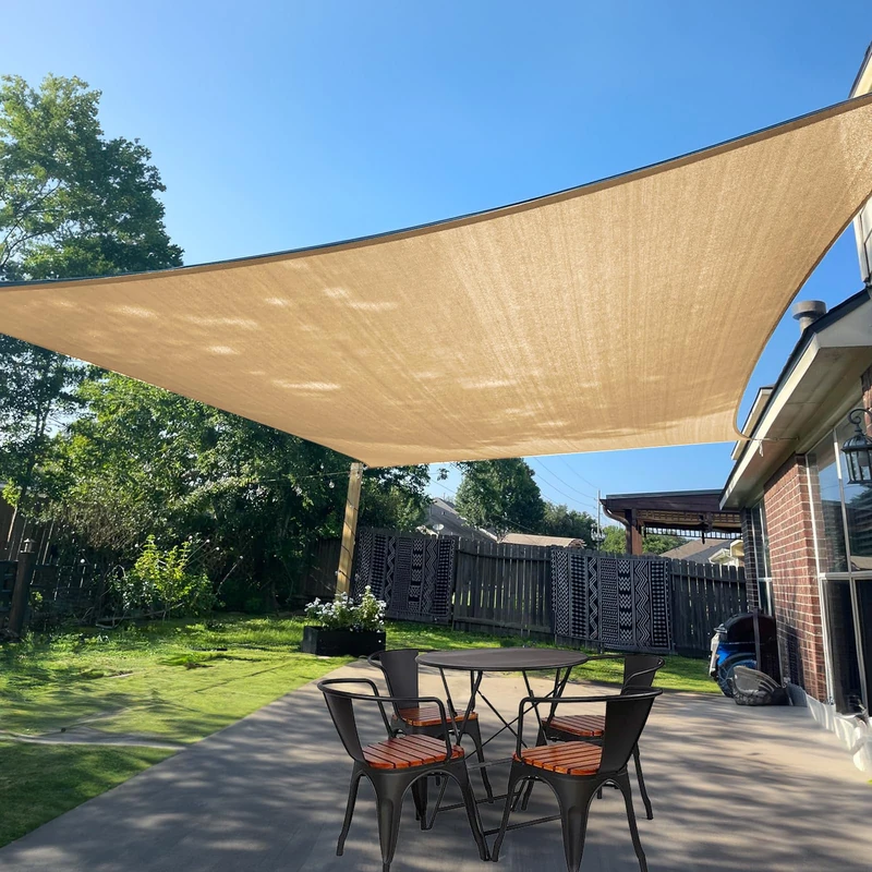 SUNLAX Sun Shade Sail, 10'x16' Sand Rectangular Canopy Shade For Patio Outdoor Pergola Cover Sun Shade Sails UV Block Canovas Covers