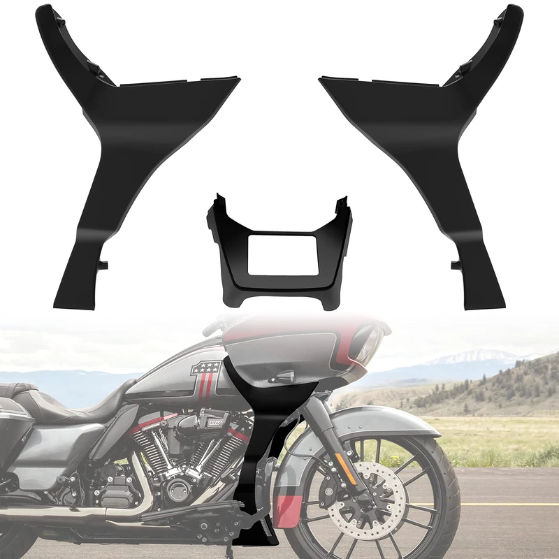 VEISUTOR Black Side Fairing Spoilers Cover for Road Glide 17-23, Glossy Black Side Fairing Spoilers Cover w/Extended Airing Chin Spoilers Cover Kit Fit for Harley Road Glide 2017-2023