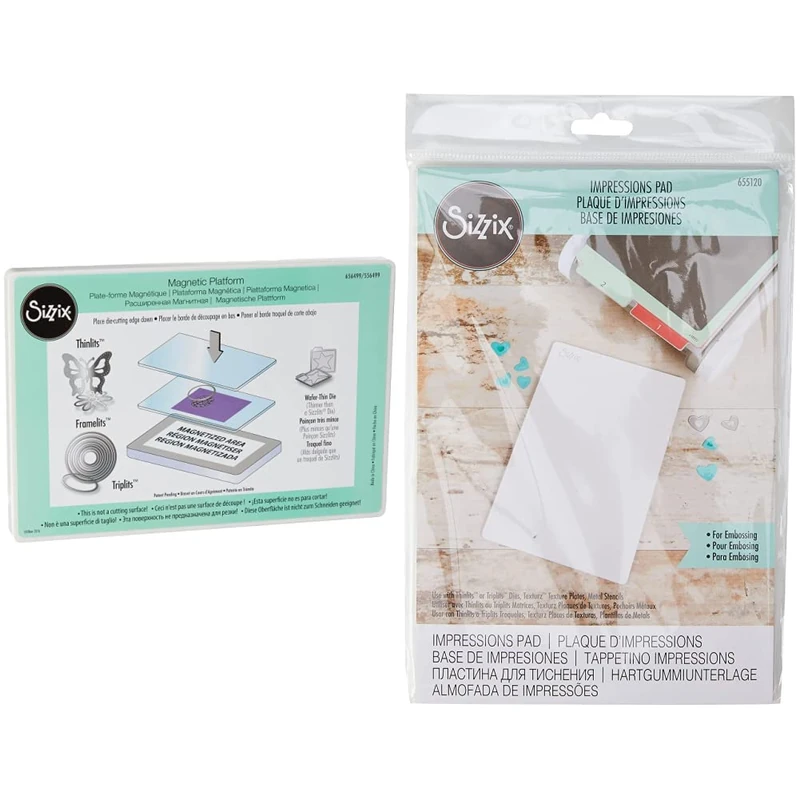 Sizzi Wafer-Thin Dies 656499, One Size, Stainless Steel, Sizzix Magnetic Platform & Sizzix 655120 Impressions Pad for Big Shot