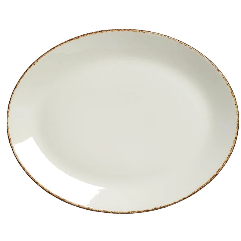 Steelite Brown Dapple Oval Coupe Plate 13.5inch / 34.25cm, Pack of 12