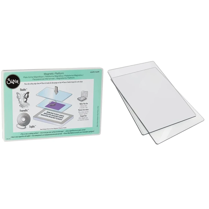 Sizzi Wafer-Thin Dies 656499, One Size, Stainless Steel, Sizzix Magnetic Platform & Sizzix Cutting Pads 655093, Standard, 1 Pair, One Size, 22.5 x 15.5 x 0.3 cm
