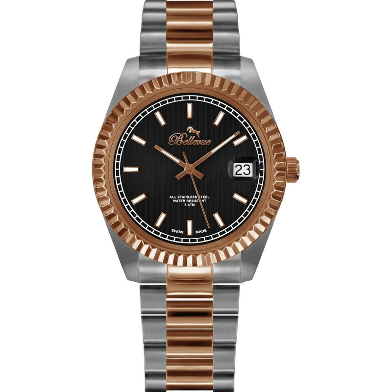 Bellevue H.19 Women's Watch, Black/White, 38MM, Bracelet - Image 1