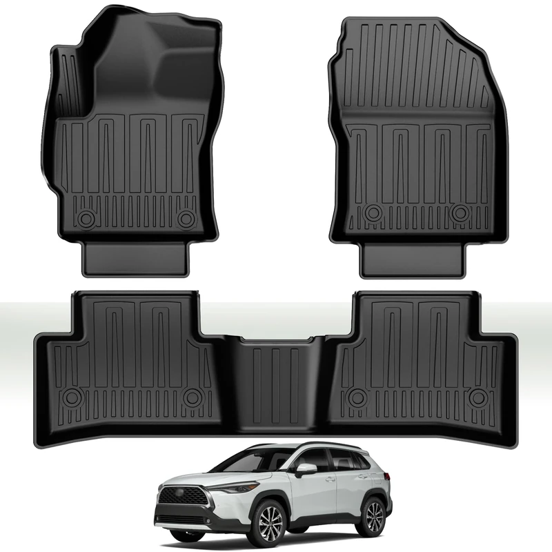 Original Floor Mats for 2022 2023 2024 Toyota Corolla Cross/Cross Hybrid SUV - Custom Fit TPE Floor Liners - All Weather Heavy Duty Rubber Car Mats for Toyota Corolla Cross (Not Fit Sedan/Hatchback)